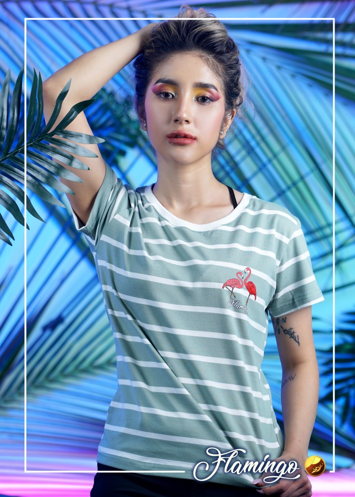 Flamingos Stripe Loose Fit Girl T-shirt